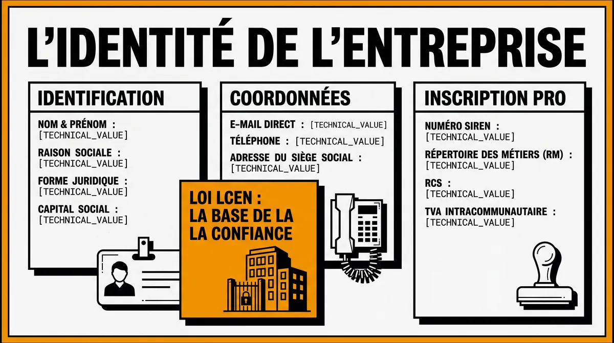 Infographie : L'identité de l'entreprise : le socle des mentions légales